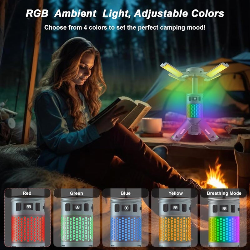 LUXMO PREMIUM Camping Lights, Rechargeable Telescopic Camping Lights with Stand,12,000mAh Camping Lanterns & Lights with RGB, Magnetic Base, Portable Flashlights for Camping, Hiking, Emergency - Image 4